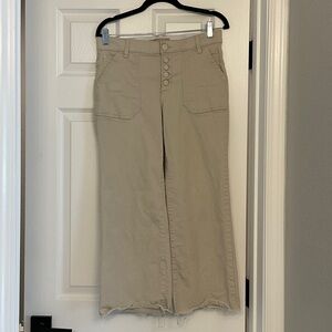 Democracy Wide Leg Button-Front Pants in Khaki